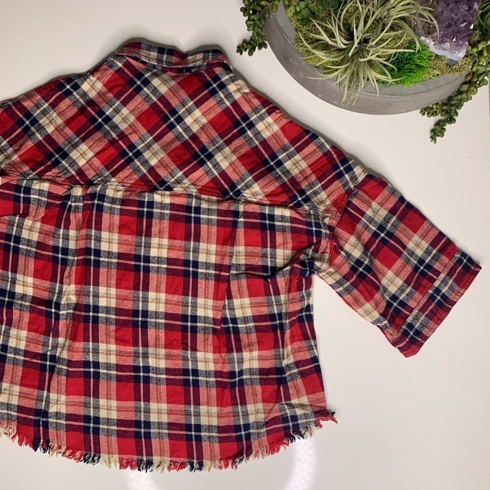 Dance Marvel cherry red Patchwork Plaid Fray butt… - image 8